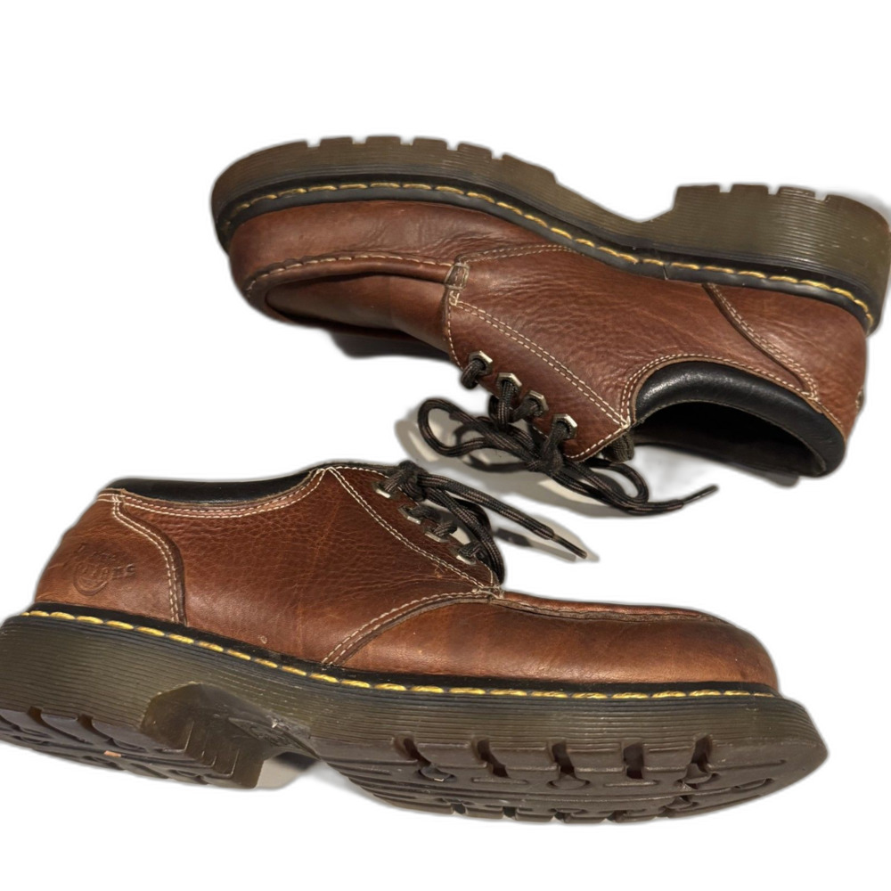 Dr. Martens Moc Toe Oxford 8A25 Brown Leather AirWair Chunky Lace Up Y2K Mens 10 - Picture 6 of 9